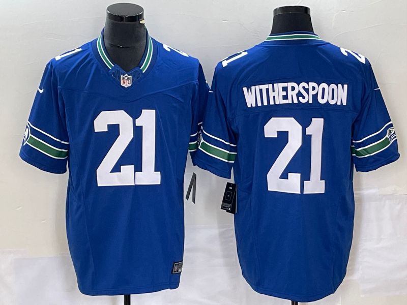 Men Seattle Seahawks 21 Witherspoon Nike Royal Throwback Player Game NFL Jersey
